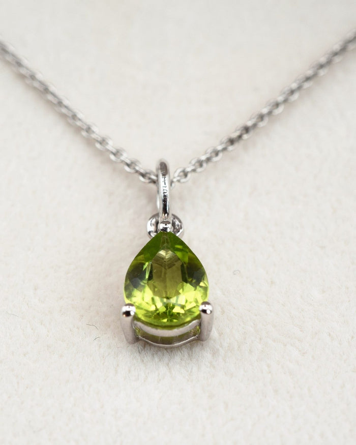 Goutte Halskette mit Peridot, 925er Sterlingsilber