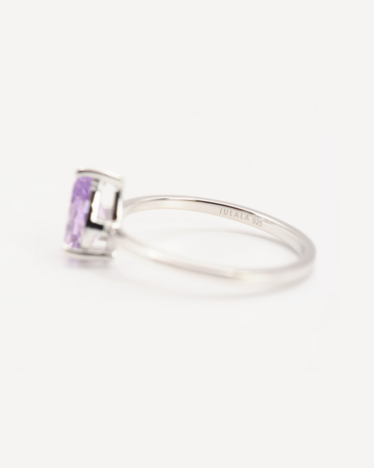 Goutte Ring aus 925 Sterlingsilber mit Pink Amethyst, Tropfen 6 x 8 mm, Stempel 925 und JULALA innen im Ring