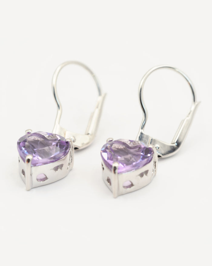 Ondine Ohrhänger mit Pink Amethyst, 925er Sterlingsilber rhodiniert – Frontansicht