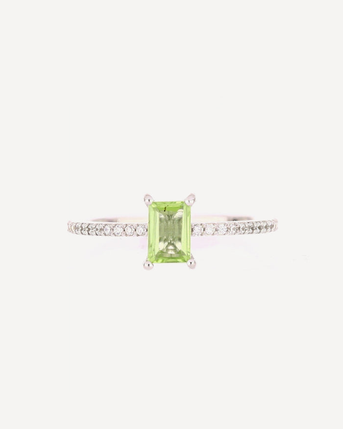 Pistache Ring mit Peridot, 925er Sterlingsilber rhodiniert – Ansicht 1