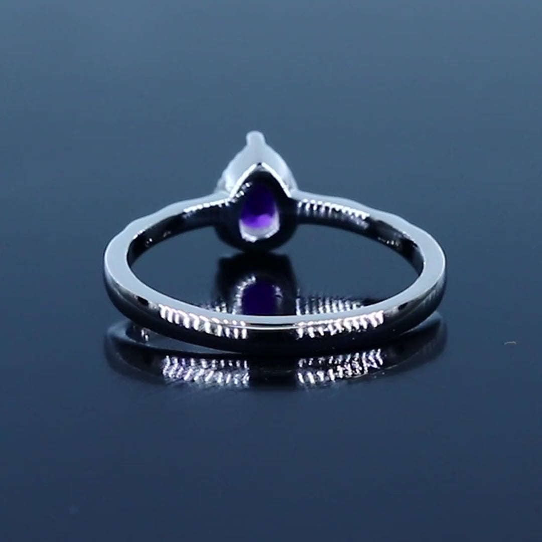 Lilou Ring mit Amethyst, 925er Sterlingsilber rhodiniert – Video, 360°-Ansicht