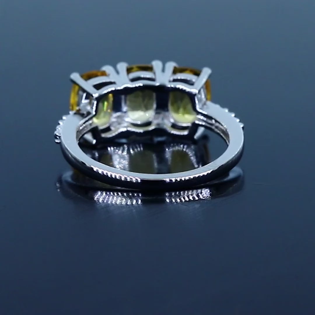 Soleil Ring mit Citrin, 925er Sterlingsilber rhodiniert – Video, 360°-Ansicht