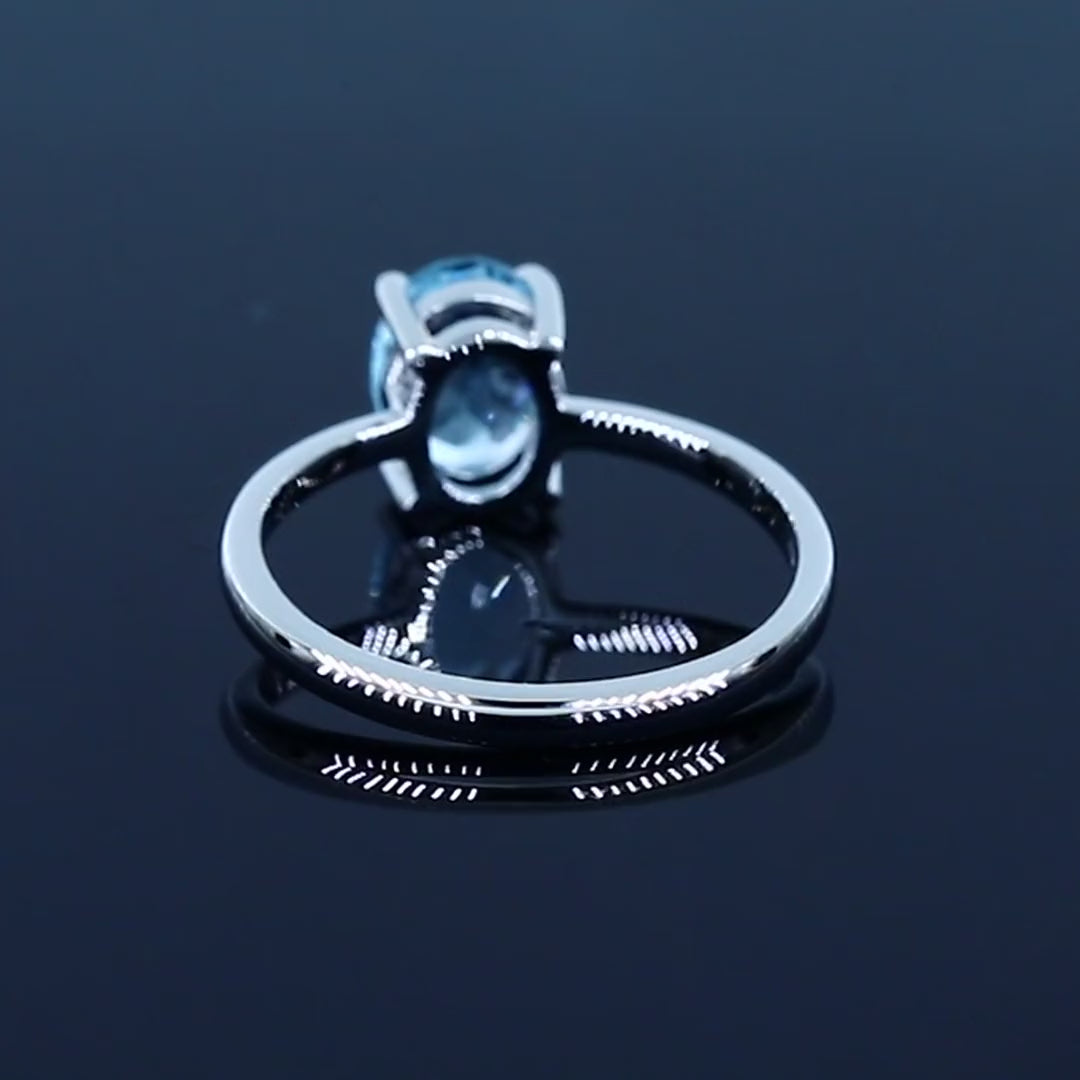 Céleste Ring mit Sky Blue Topas, 925er Sterlingsilber rhodiniert – Video, 360°-Ansicht