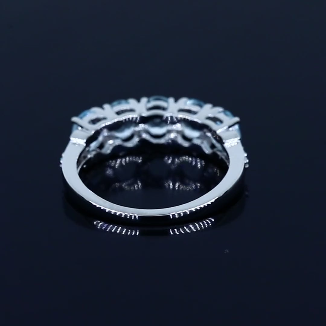 Brise Ring mit Aquamarin, 925er Sterlingsilber rhodiniert – Video, 360°-Ansicht