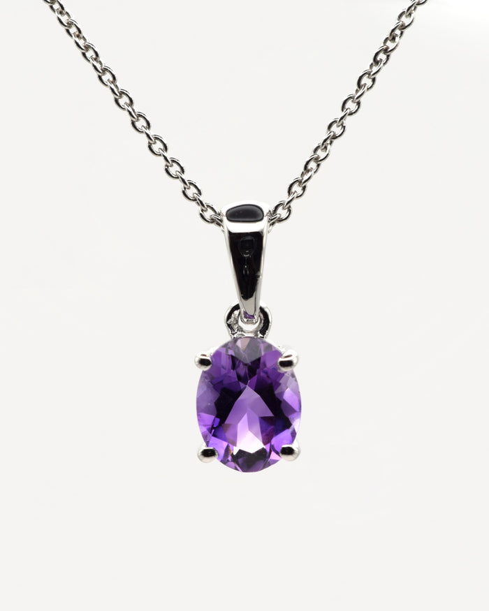 Verde Halskette mit Amethyst, 925er Sterlingsilber rhodiniert – Frontansicht