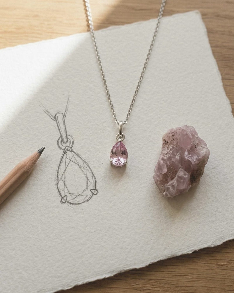 Goutte mit Pink Amethyst, 925er Sterlingsilber